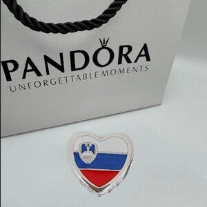 Pandora Slovenia Flag Heart Charm Bead S925 Silver with box